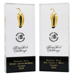 Fiery Food Challenge Golden Chile Award trophies