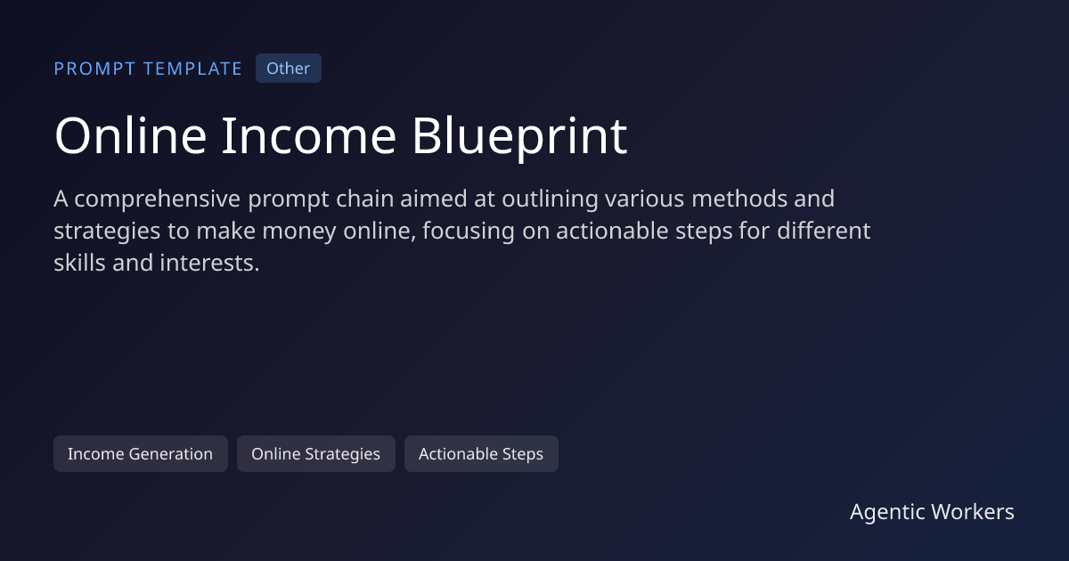 Online Income Blueprint | Agentic Workers